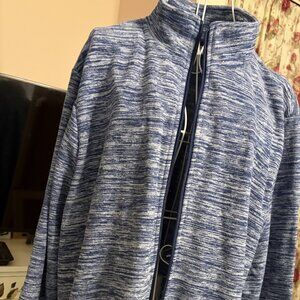 Womens Navy Marled Woman Within Zip Front Microfleece Jacket, sz 22/24